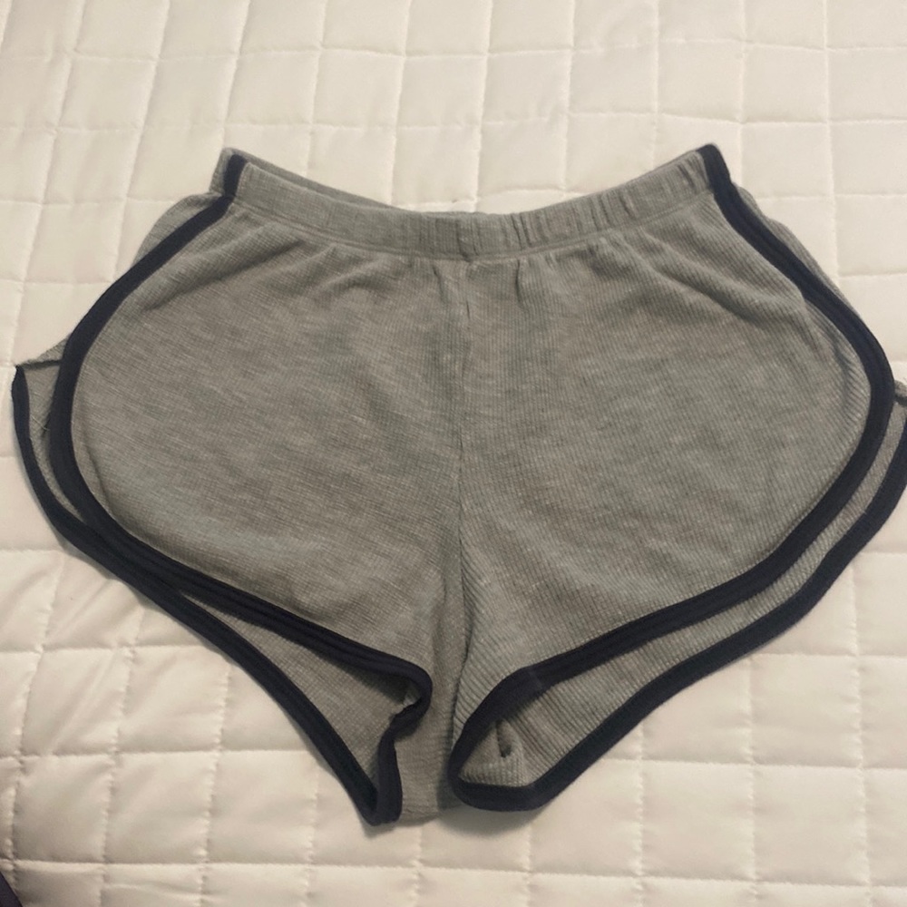Brandy Melville gray athletic shorts with navy trim